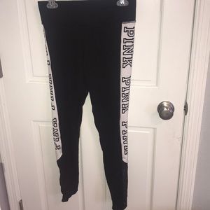 PINK black leggings with mesh bottoms